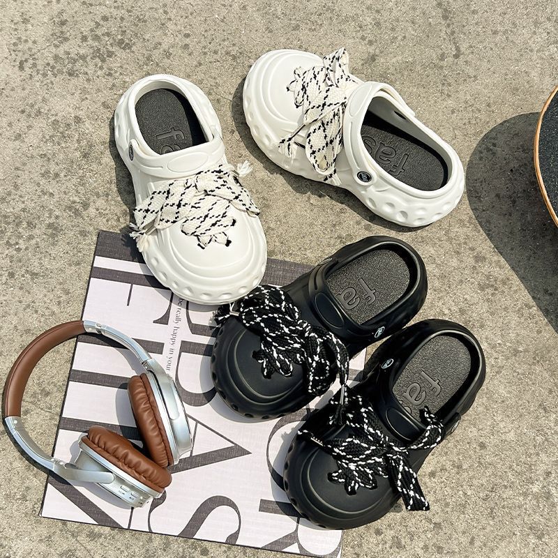 An Lianmei genuine goods TikTok Fashion Trend EVA Thick Bottom Shoelace Couple's All-match Cave Sandals