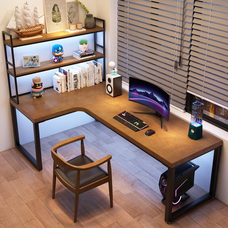 코너 게임 테이블 컴퓨터 테이블 데스크탑 홈 더블 책상 책장 통합 테이블 침실 코너 테이블 사무실 테이블