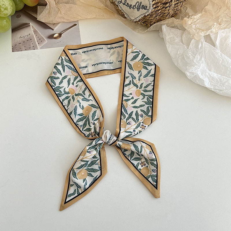 Bufanda de seda, atmósfera coreana, nueva cara, elegante decoración, bufanda pequeña, pañuelo floral, cinturón para el cabello, cinturón para el cabello, cinturón para el cabello