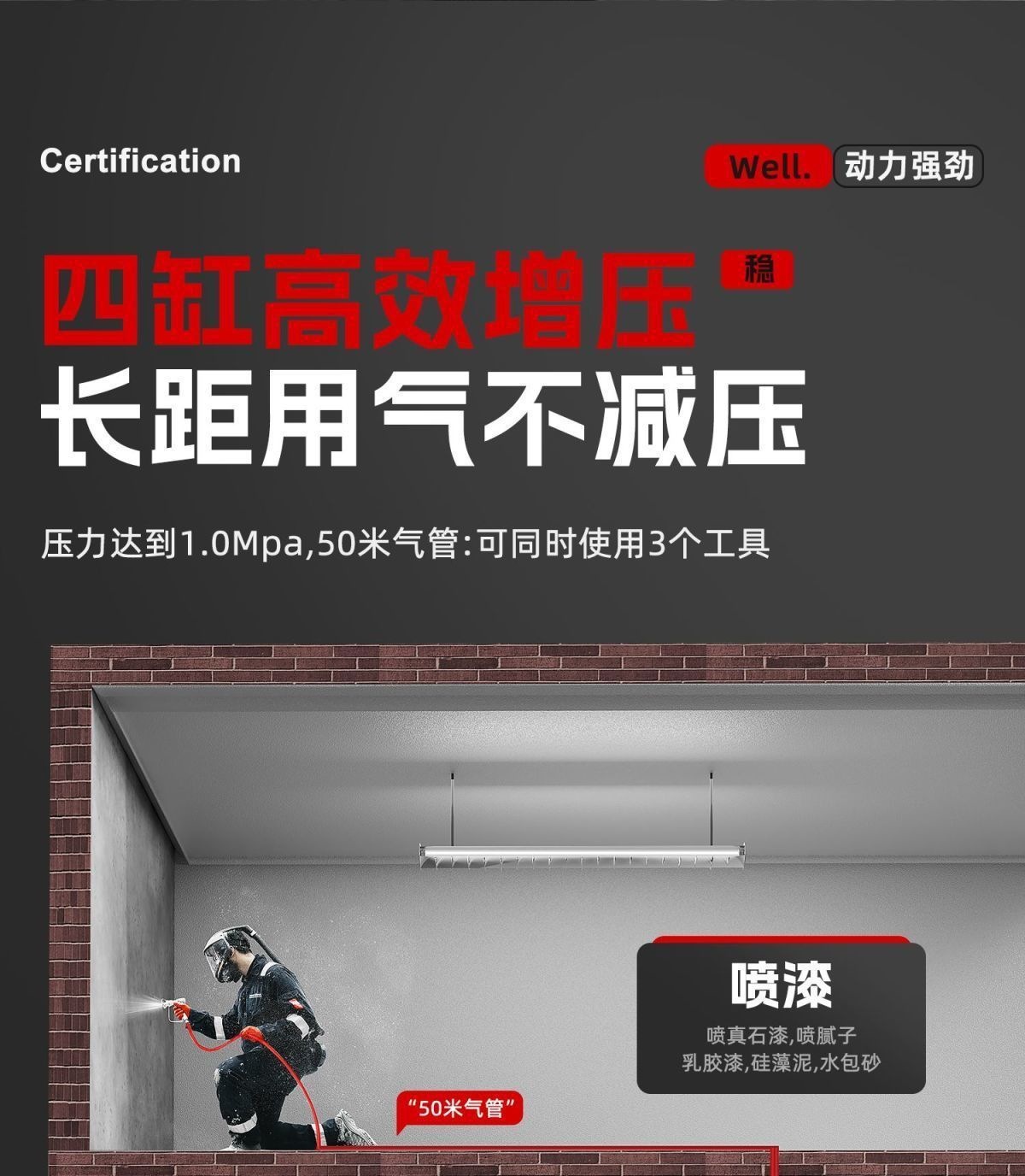 Delixi oil-free 220V high-pressure air compressor for spraying stone paint, water-based latex paint, and exterior wall coatings