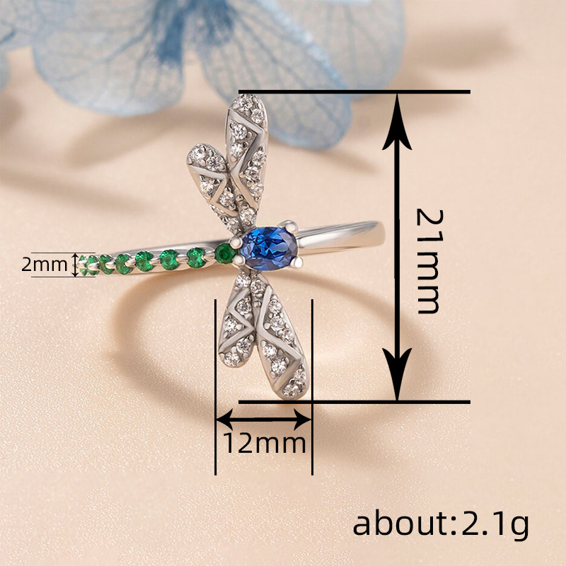 4g Weight Wholesale Jewelry Casual Sweet Dragonfly Copper Zircon Rings