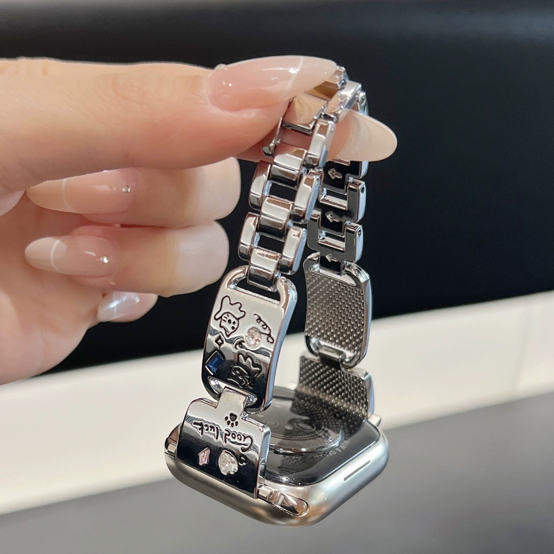 Подходящее для applewatch10 ремешок для Apple Watch iwatch987SE милый котёнок металлический Xiaomi 89pro