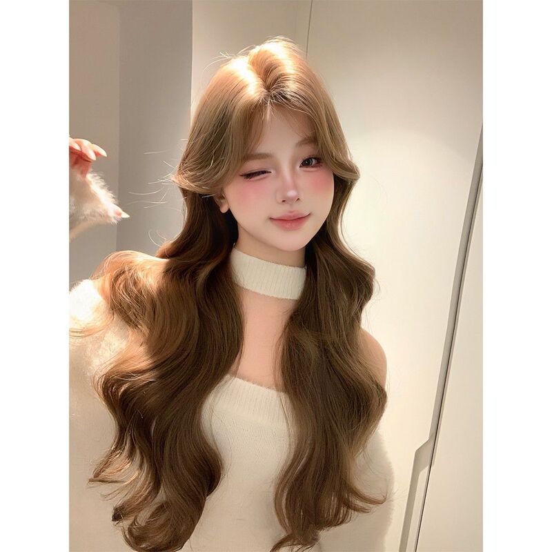 [Gentle Ruth] Wig for Women Zhao Lusi's Same Style Honey Tea Color Atmosphere Elegant Big Wave Wig Full Headgear