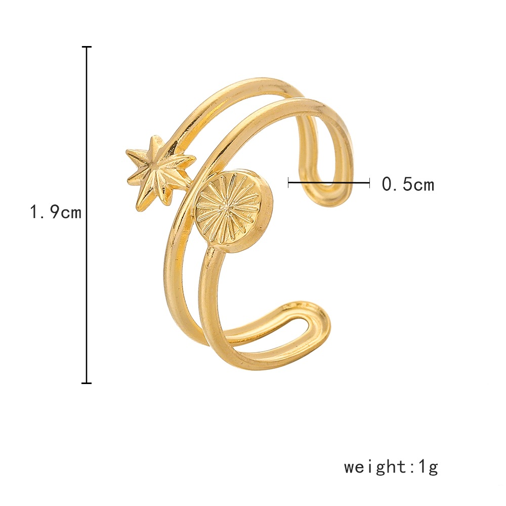 6g Weight Open Ring Classification Adjustable Ring Size 1 Piece Quantity Daily Occasion Stainless Steel Material Star, Heart Shape Pattern Women'S Gender Plating Design Simple Style Style Simple Style Star Heart Shape Stainless Steel Plating Open Ring 1 Piece 无
