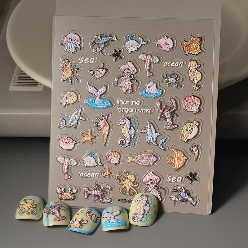 Cross-border New Nail Art Stickers Ins Summer Ocean Mermaid Tail Stereo Seaside Shell Seahorse Nail Sticker Cross-border New Nail Art Stickers Ins Summer Ocean Mermaid Tail Stereo Seaside Shell Seahorse Nail Sticker