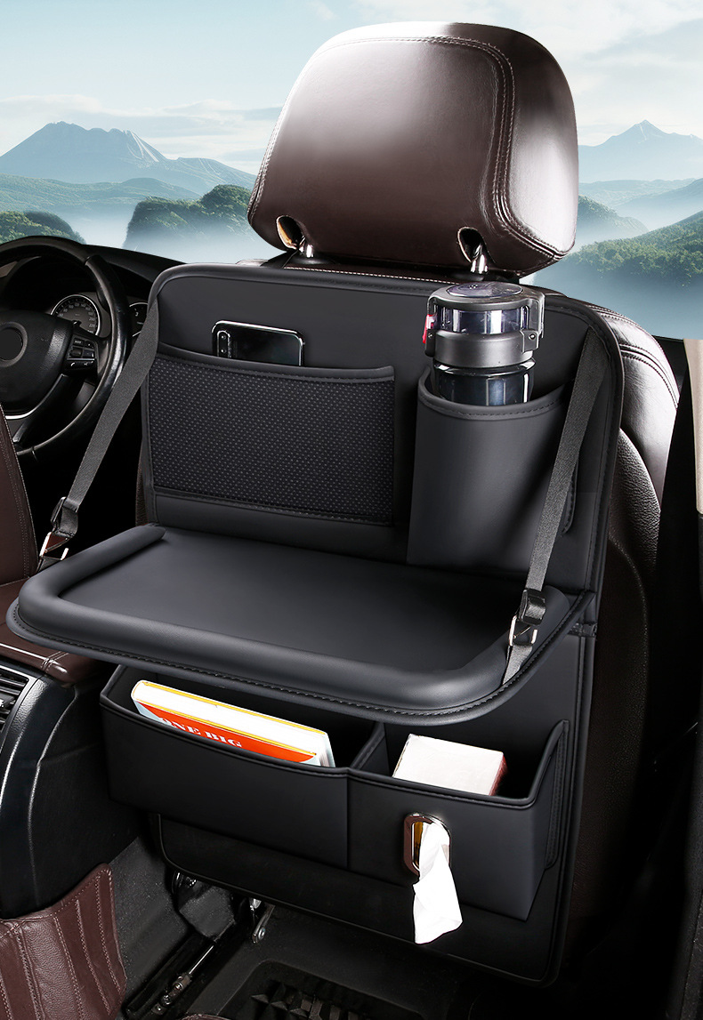 Car seat back storage bag, vehicle-mounted storage bag, foldable small table board suitable for SUVs, sedans, and pickup trucks