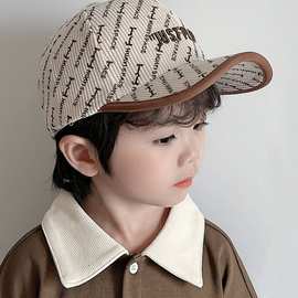 韩系儿童秋冬灯芯绒棒球帽男童女童复古凹造型包边鸭舌帽宝宝帽子