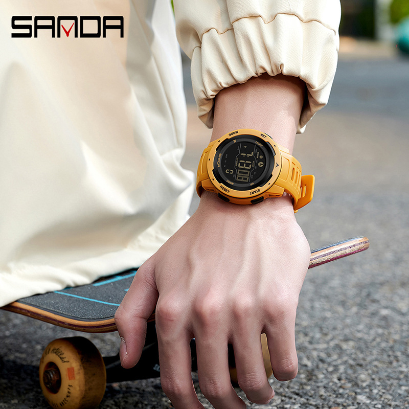 Sanda hombres inteligente deportes militar impermeable reloj paso contando calorías despertador consumo multifuncional reloj táctico