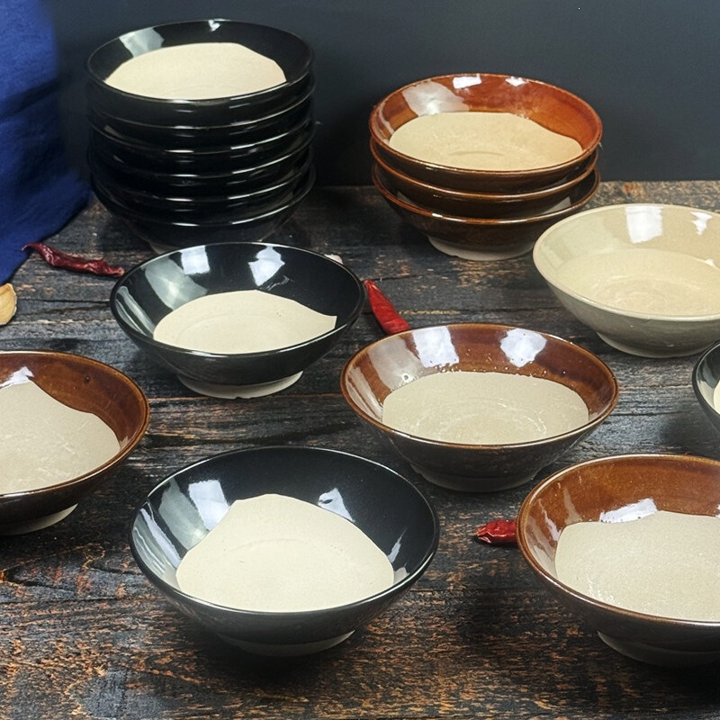 (Pack of 10) Large Traditional Rural-Style Bowls for Steaming Pork, Engraved Bowls for Hot Pot Restaurants and Banquets, Barbecue Bowls