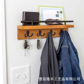 木制墙上置物架玄关钥匙背包壁挂式收纳架客厅卧室衣帽毛巾收纳架