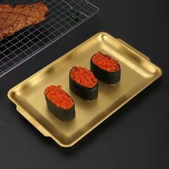 不鏽鋼韓式方盤加厚平底盤餐廳酒店烤肉店盤子平底托盤方形烤肉盤