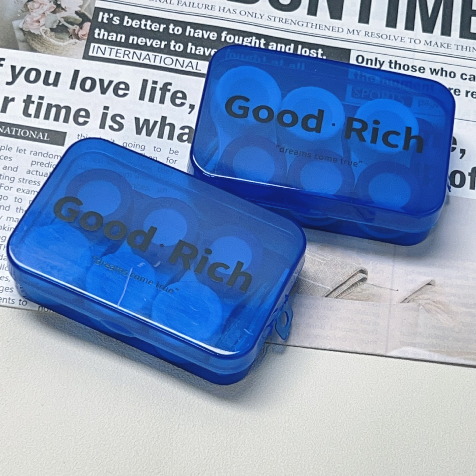 简约隐形眼镜盒便携多付装三副装美瞳盒子双联护理盒T92