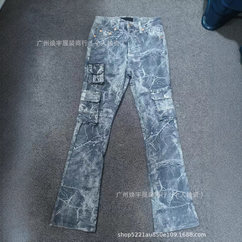 High Street Jeans Black Slim Fit Cross-Border Export P Brand New Elastic Small Feet Men's Miscellaneous Temu Pants