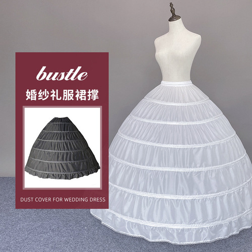 Six-steel bustle plus oversized petticoat wedding dress lined with fishbone steel ring puffy own factory with beautiful quality and good price