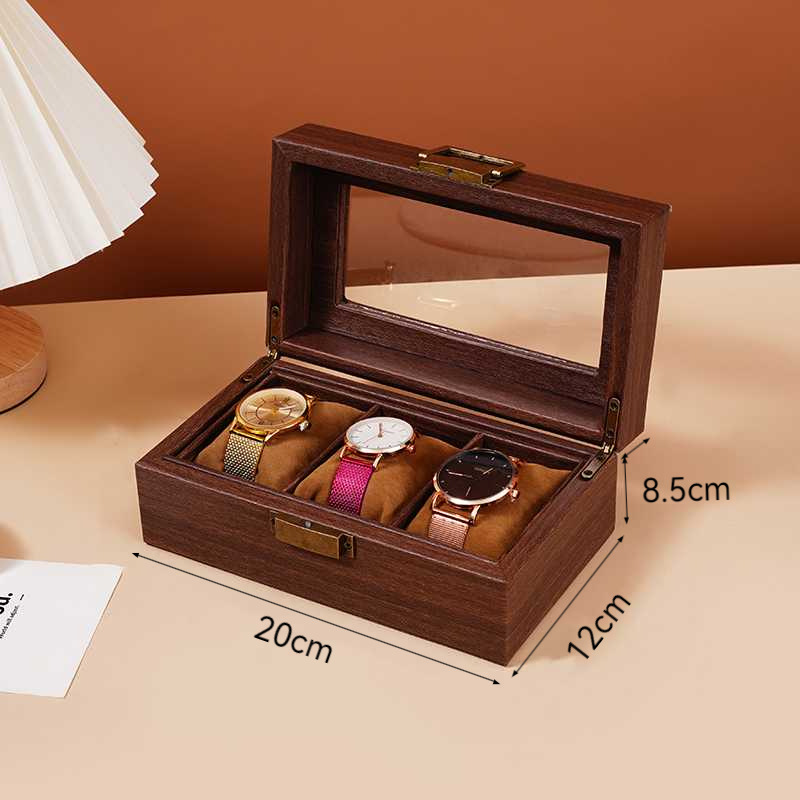 Caja de almacenamiento de reloj de cuero de veta de madera retro Caja de reloj múltiple Reloj de alta gama Reloj mecánico Caja de joyería Hogar de gran capacidad image 7