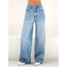 R 76430 Women's straight denim jeans ŮʿֱͲţ�п�ŷ��