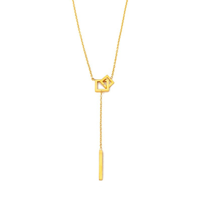 Collier léger et luxueux en acier titane pour femme, style européen et américain, tendance coréenne simple et élégante._voghion.com