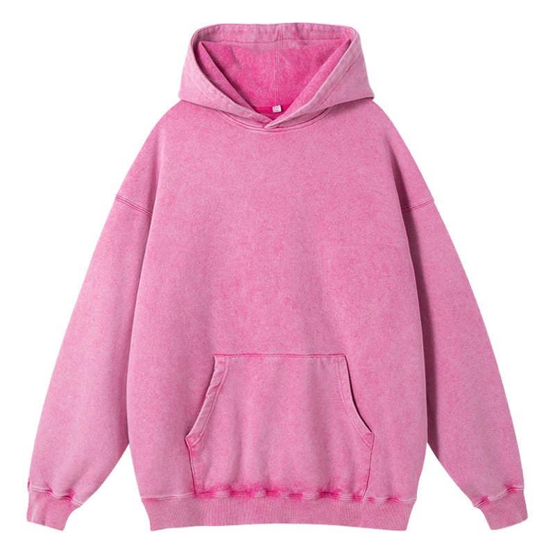 Sudadera Vintage de Algodón Puro Lavado, Estilo Retro Casual, Teñido con Cera de Copo de Nieve, Ropa para Hombre