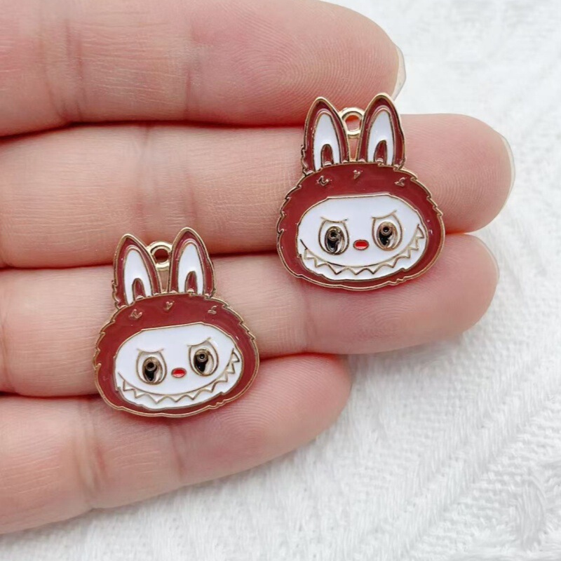 クリエイティブファッション漫画ラブブビッグヘッドアクセサリー DIY イヤリング携帯電話チェーンバッグペンダント材料卸売|undefined