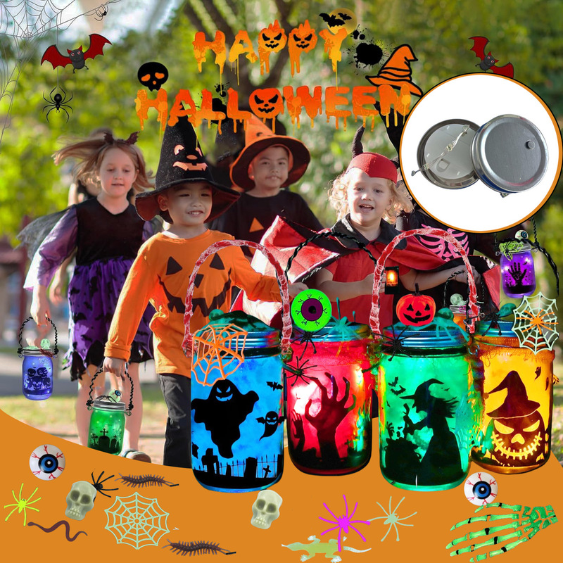 Cross-Border DIY Mason Jar Lamp Creative Led Ornaments Halloween Children's Night Light Educational Toys Party Gifts