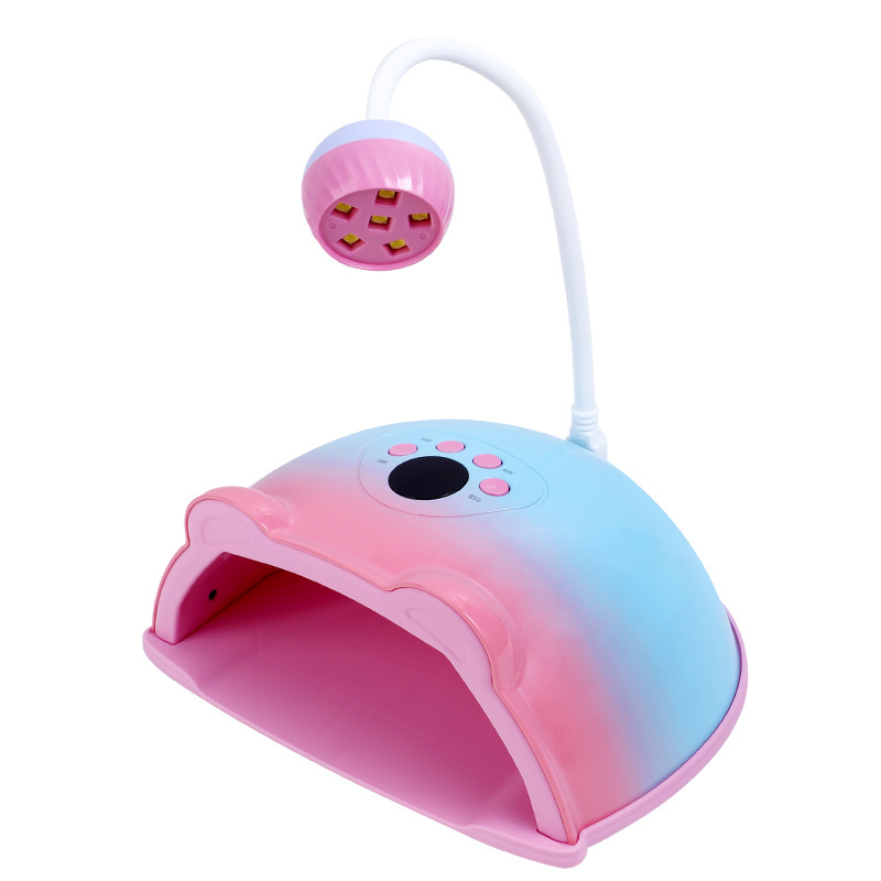 Nuevos productos transfronterizos doble lámpara giratoria de escritorio 2 en 1 curado máquina de tratamiento de uñas de luz de pegamento de pegamento secador de uñas