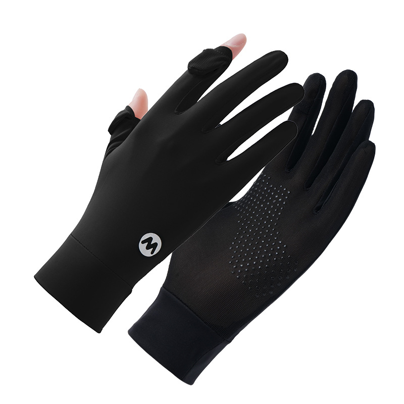 Guantes de protección solar para mujer de verano, sombra al aire libre, conducción, conductor de seda de hielo, deportes de conducción, guantes de seda de hielo cortos y ligeros