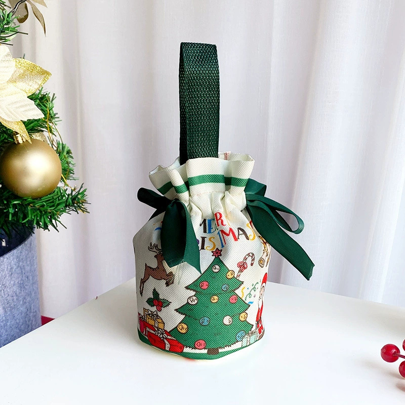 Bolsas de lona de Navidad bolsas de paquete de bolsas de regalo de boca apretada muñeco de nieve nochebuena 2024 regalo de mano image 4