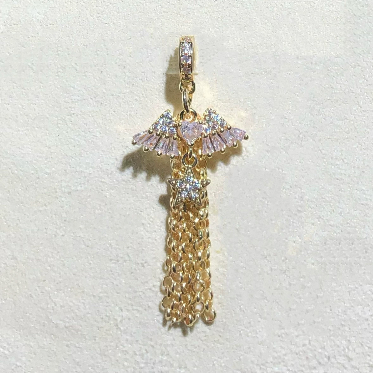 14K Gold-Plated Color-Preserving Crystal DIY Accessories Snowflake Bow Tassel Pendant Tassel Spacer Beads Bracelet Accessories