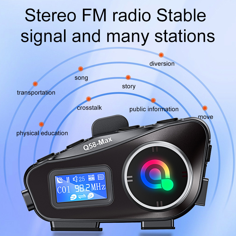 Q58MAX クロスボーダー特別ヘルメット Bluetooth ヘッドセット MP3 ミキシング音楽共有 LCD スクリーン FM インターホンヘルメットヘッドセット|undefined