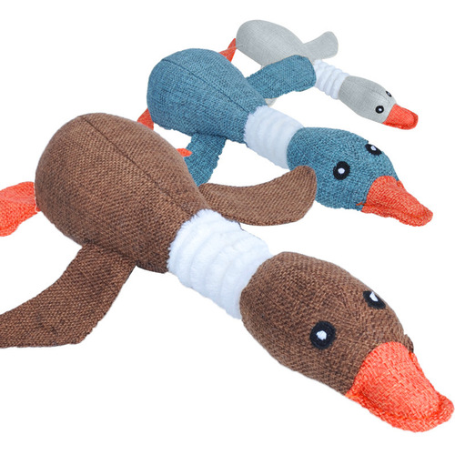 Wholesale pet toys, simulated dog plush toys, sound-resistant, bite-resistant denim, linen, wild goose