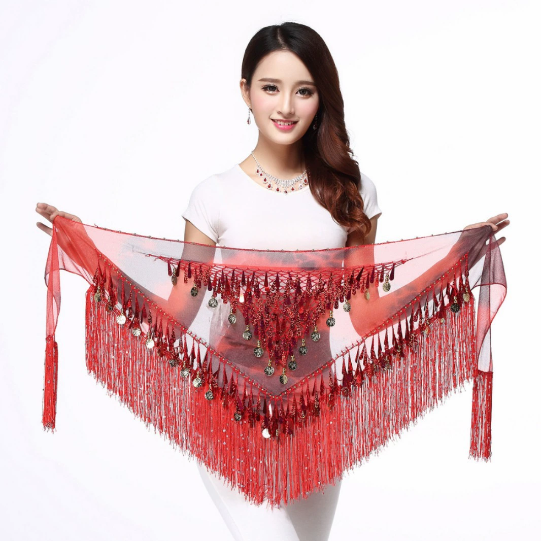 Танец живота блесток треугольник шарф кисточка талии полотенце практика бедра полотенце блесток треугольник шарф индийский танец производительность талии цепи