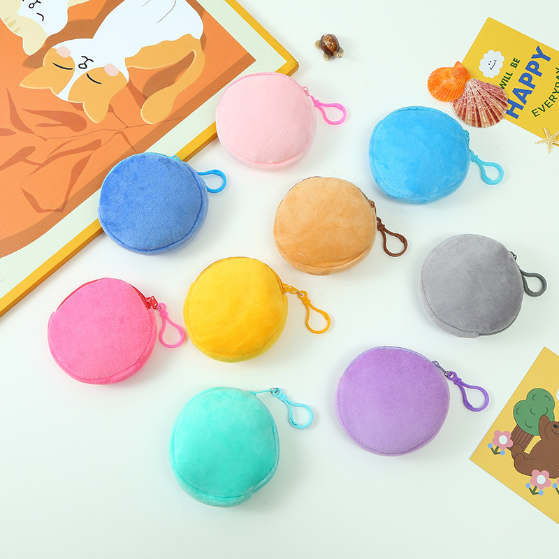 Candy-Colored Plush Round Coin Purse, Solid Color Plain Bag, Simple Backpack Pendant, Small Gift, Convenient Earphone Pouch Candy-Colored Plush Round Coin Purse, Solid Color Plain Bag, Simple Backpack Pendant, Small Gift, Convenient Earphone Pouch