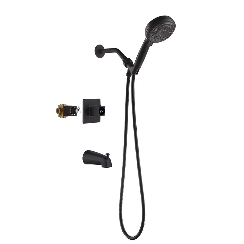 Digital display in wall bathroom concealed shower head kit combination system ABS hand-held shower faucet
