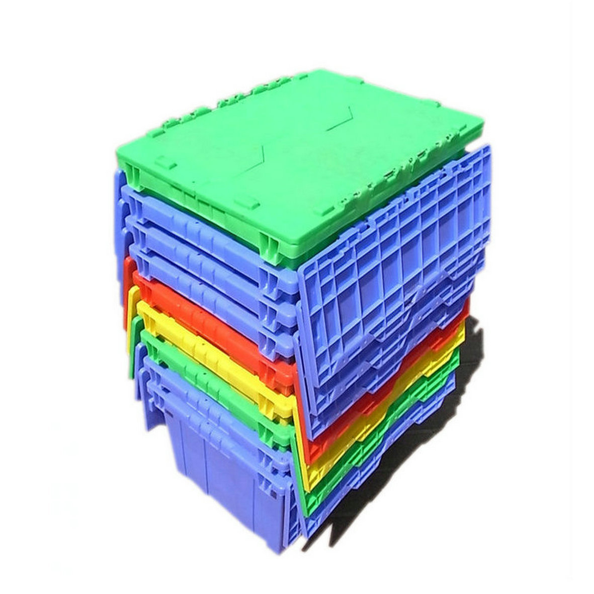 斜插式物流周转箱食品电子配送箱超市商场仓库塑料框翻盖收纳箱