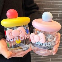 グラス家庭用耐高温蓋付きストローカップ女子学生高颜値2024新型オフィスカップかわいい