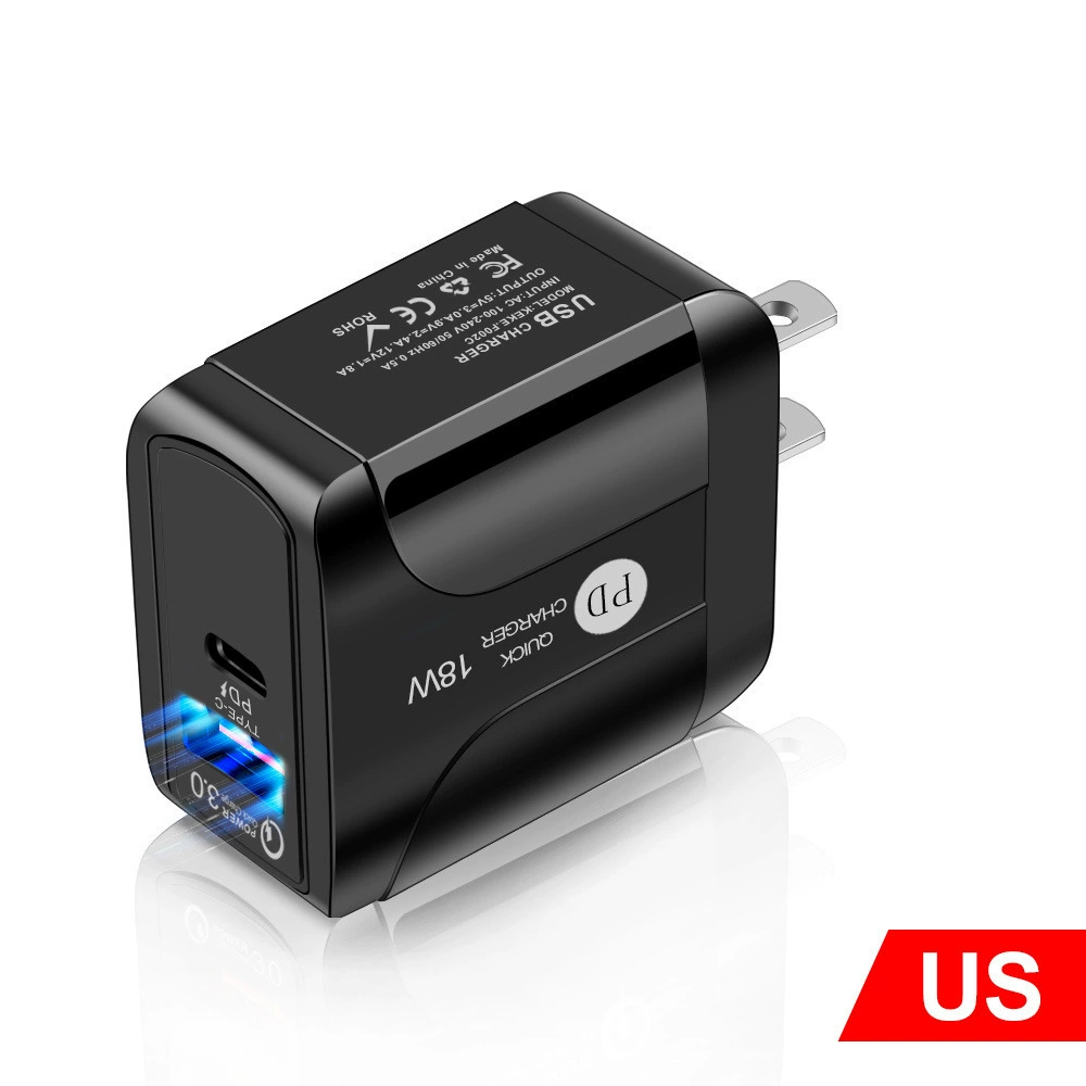 Зарядное устройство PD18W (Butterfly) PD18W, USB-C PD + QC3.0, 18W, Европа/США/Великобритания