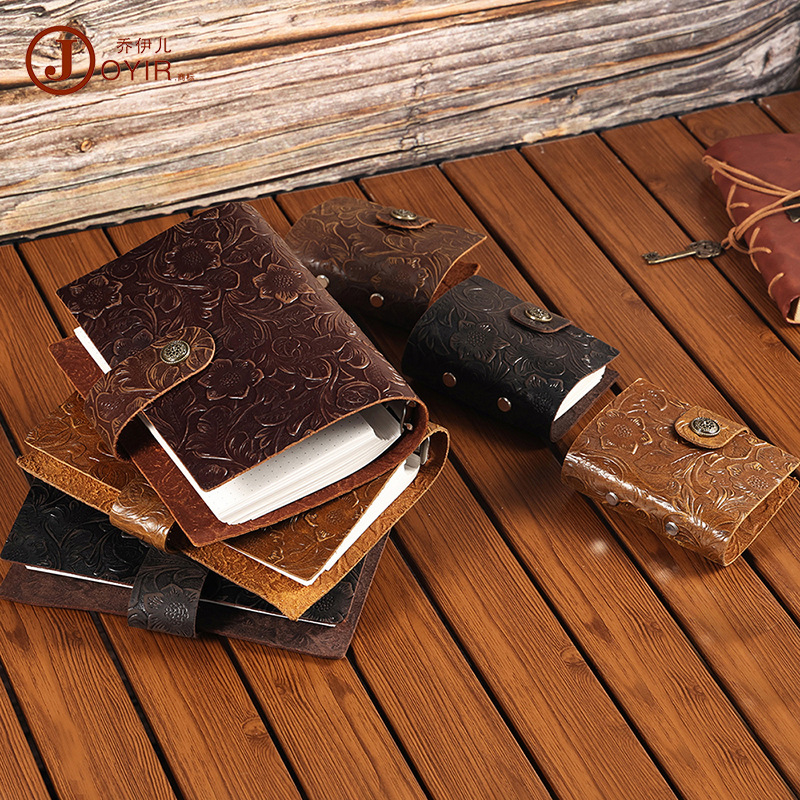 Vintage Business Ring Binder with Replaceable Genuine Leather Spiral Notebook