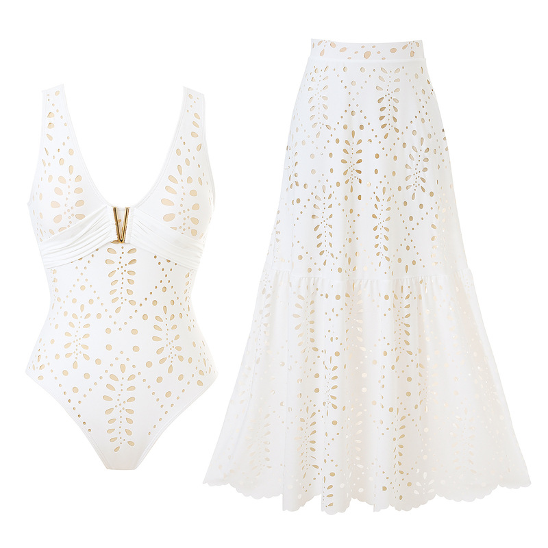 In Stock 2026 New Popular Nylon Fashion Pure Color Sexy Laser Cut Swimsuit Women's One-Piece Two-Piece Swimsuit In Stock 2026 New Popular Nylon Fashion Pure Color Sexy Laser Cut Swimsuit Women's One-Piece Two-Piece Swimsuit