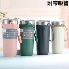 新型外国貿易ステンレス真空シリコン取っ手コーヒーカップは携帯型車載取っ手保温カップをカスタマイズできる