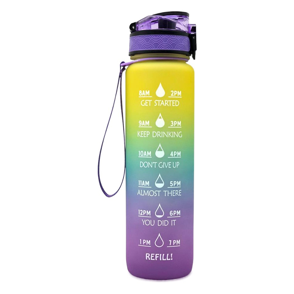Botella de agua de plástico 1L tritan degradado esmerilado botella de agua rebotando botella de agua deportiva espacio Copa de viaje transfronterizo