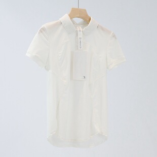 Lulu Drying Series Women's Short-sleeved T Casual Polo Shirt Mesh Breathable Slim Sports Tennis Clothes