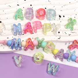 高透镀彩字母串珠diy英文透明字母珠大孔应援材料包挂件配件材料