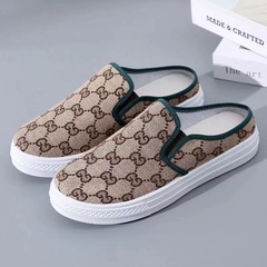 半踩女老北京布鞋一腳蹬平底休閒工作鞋低幫帆布鞋一腳蹬懶人鞋