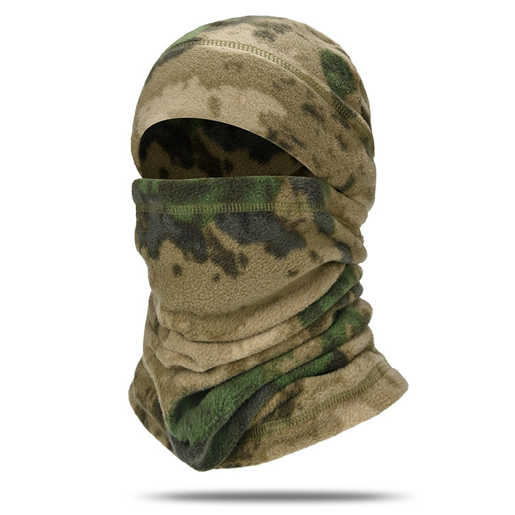 Camuflaje ruso invierno cálido capucha engrosada al aire libre a prueba de viento máscara más sombrero de terciopelo polar cálido sombrero