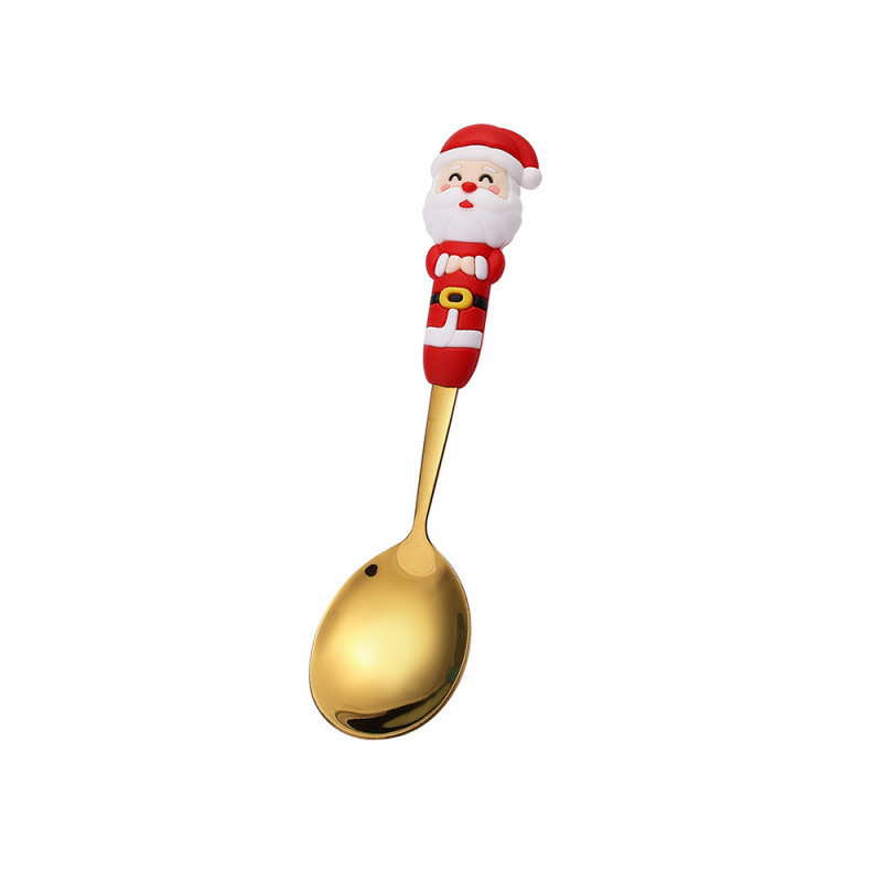 クロスボーダークリスマスカトラリーセットクリエイティブカトラリースプーンデザートスプーンフォーク漫画サンタスプーンフォークギフトボックス|undefined