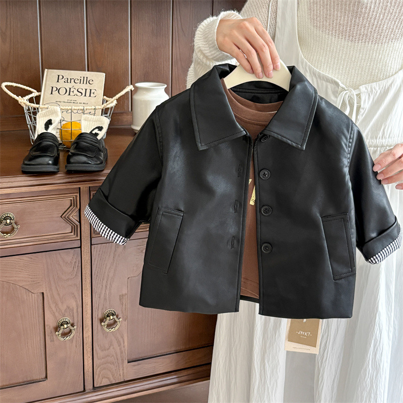 男童皮衣外套2025新款韩版儿童帅气宝宝夹克上衣中小童秋装童装潮