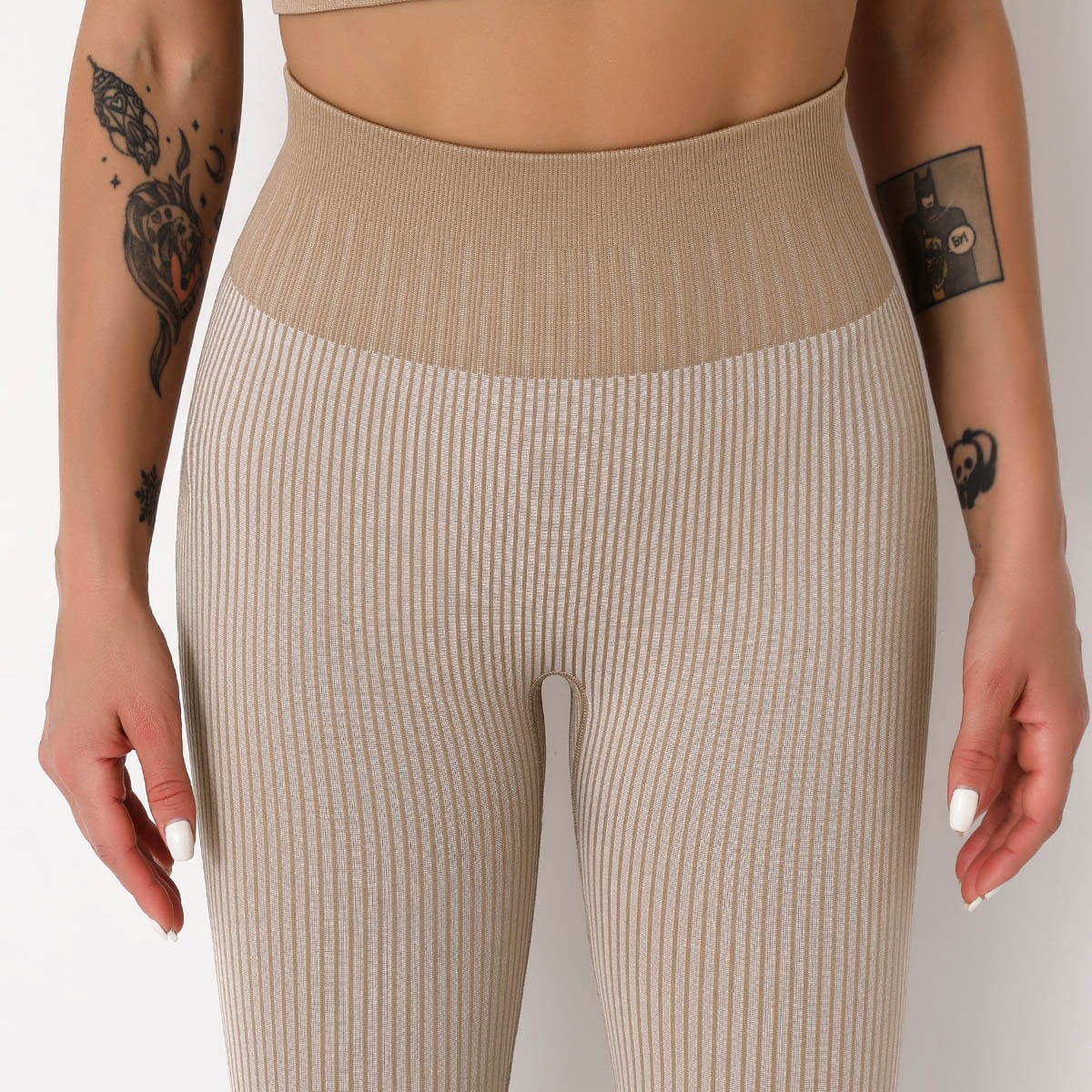 wholesale clothing vendor Nihaostyles seamless high waist hip tights sexy striped breathable running yoga pants NSLX67218