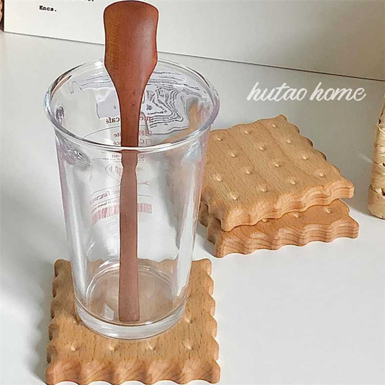 Beech galleta forma café posavasos cuadrado Haya taza de agua decoración de madera maciza almohadilla aislante té montaña