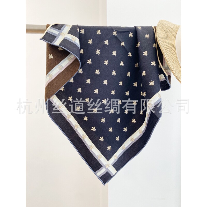 双面印花真丝羊毛丝巾女秋冬经典腰果花百搭气质丝巾保暖围巾跨境|undefined
