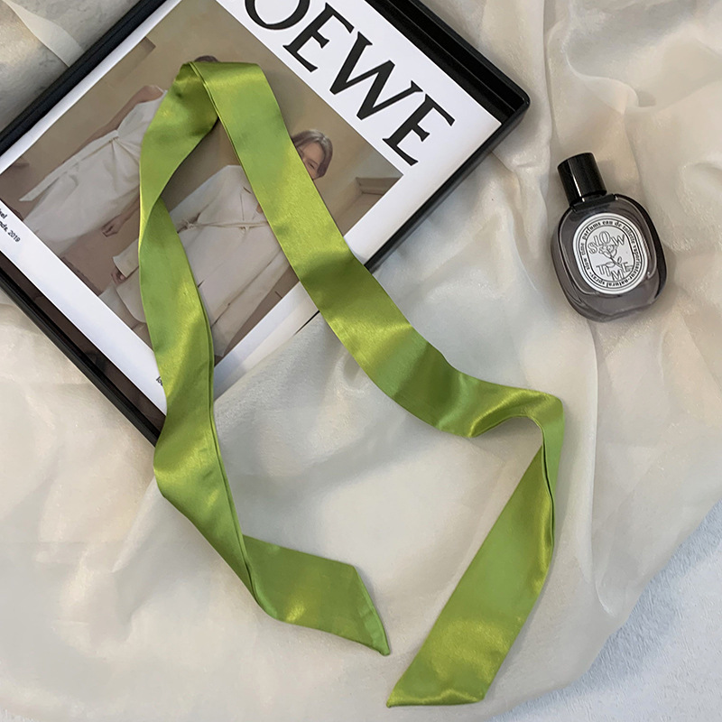 Pañuelo de seda de imitación, tira larga, sentido avanzado, nuevo estilo, color sólido, protección para el cuello, bufanda pequeña, bolsa atada, cinta para el cabello, diadema, cabello atado
